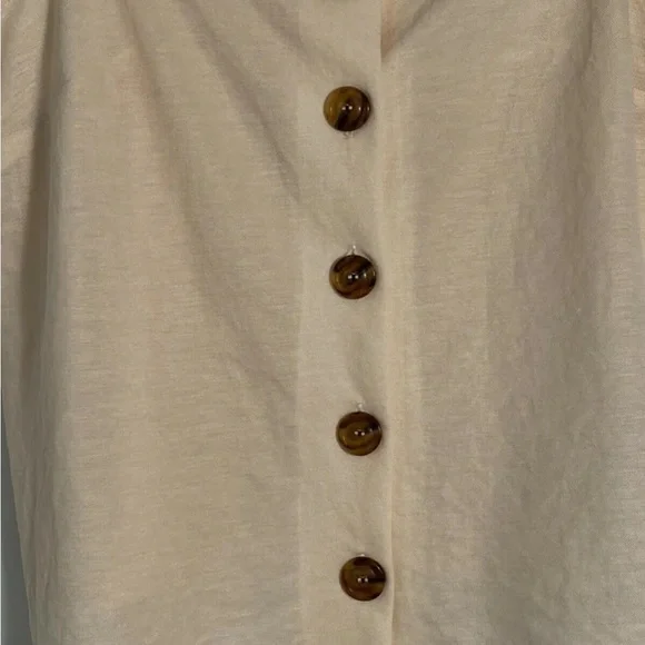 Topshop Button Cami Top Size 12 Beige Tie Back - Picture 2 of 4